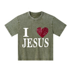 I Love Jesus Christian Kid Washed T-Shirt