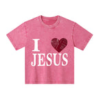 I Love Jesus Christian Kid Washed T-Shirt