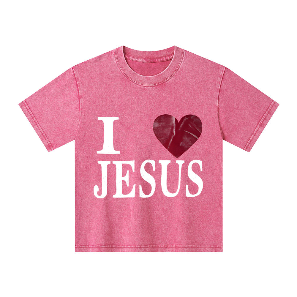 I Love Jesus Christian Kid Washed T-Shirt