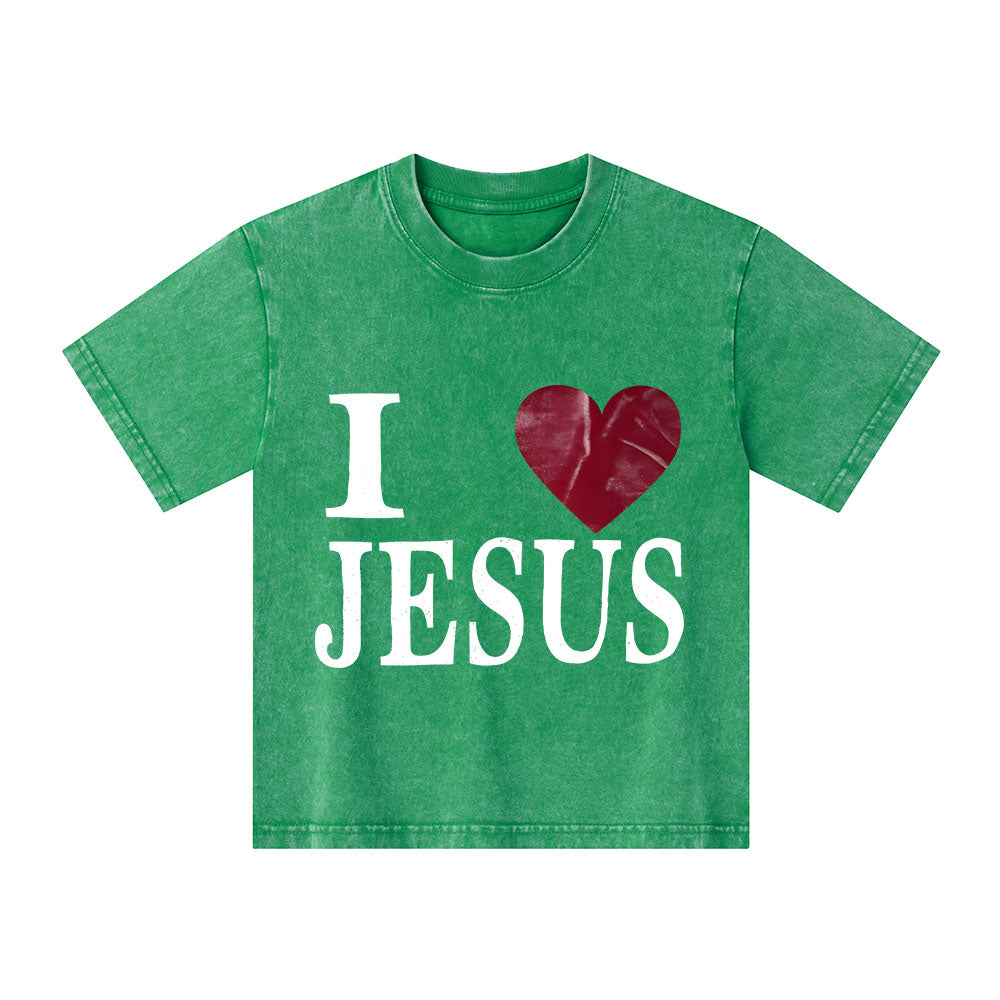 I Love Jesus Christian Kid Washed T-Shirt
