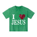 I Love Jesus Christian Kid Washed T-Shirt