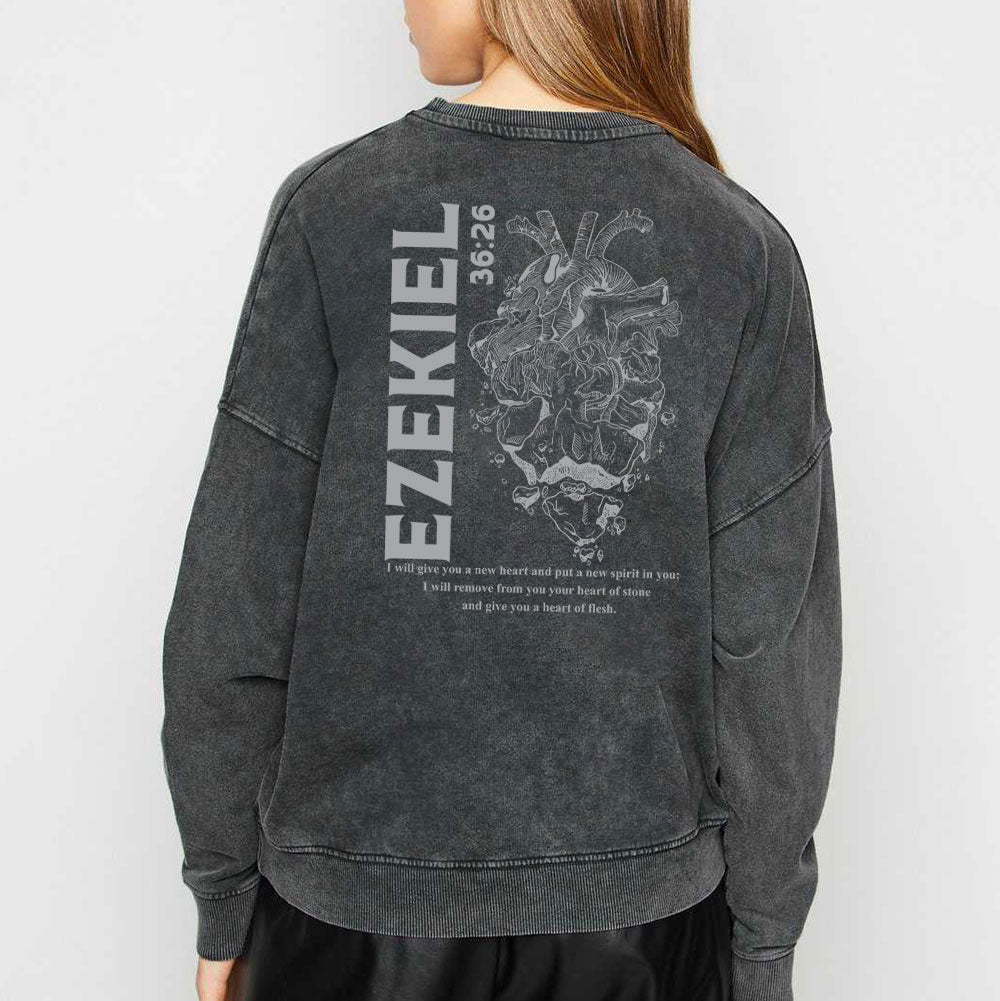 I Will Give You A New Heart Christian Washed Sweatshirt