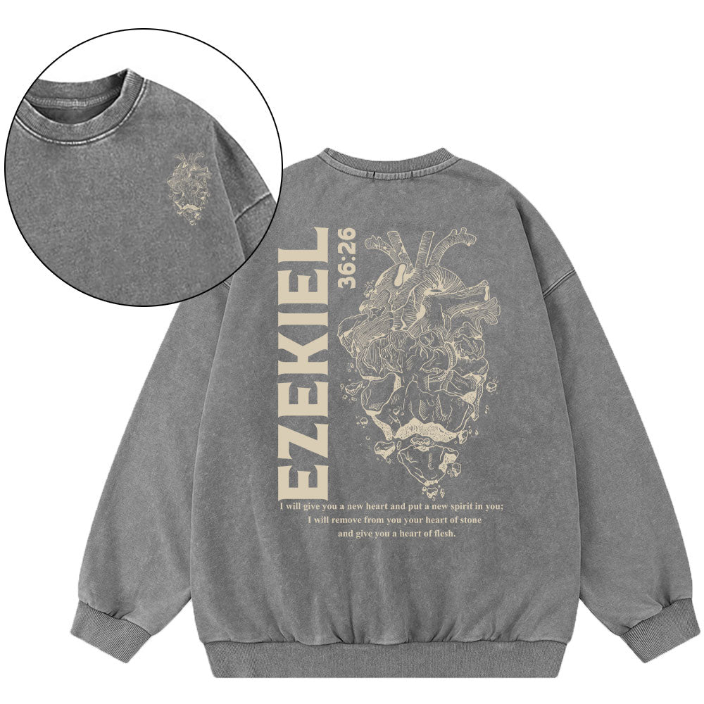 I Will Give You A New Heart Christian Washed Sweatshirt