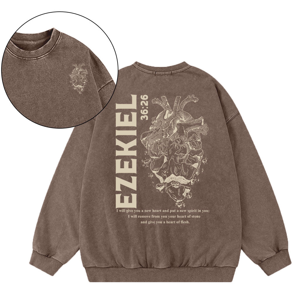I Will Give You A New Heart Christian Washed Sweatshirt