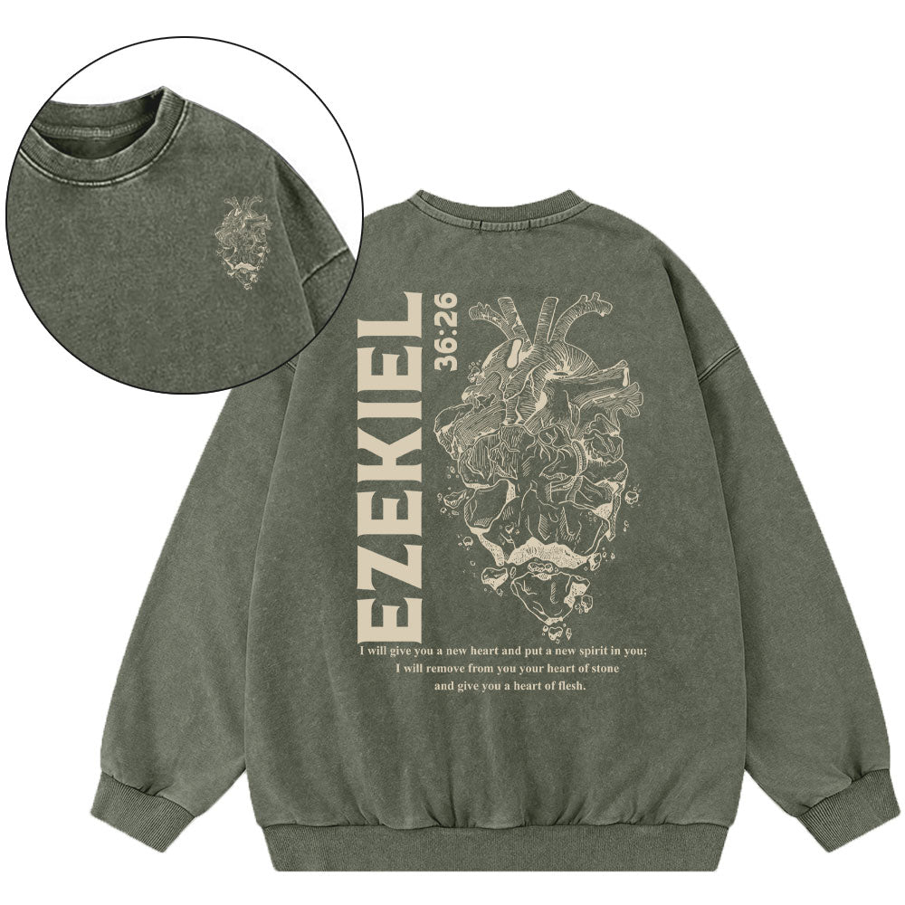 I Will Give You A New Heart Christian Washed Sweatshirt