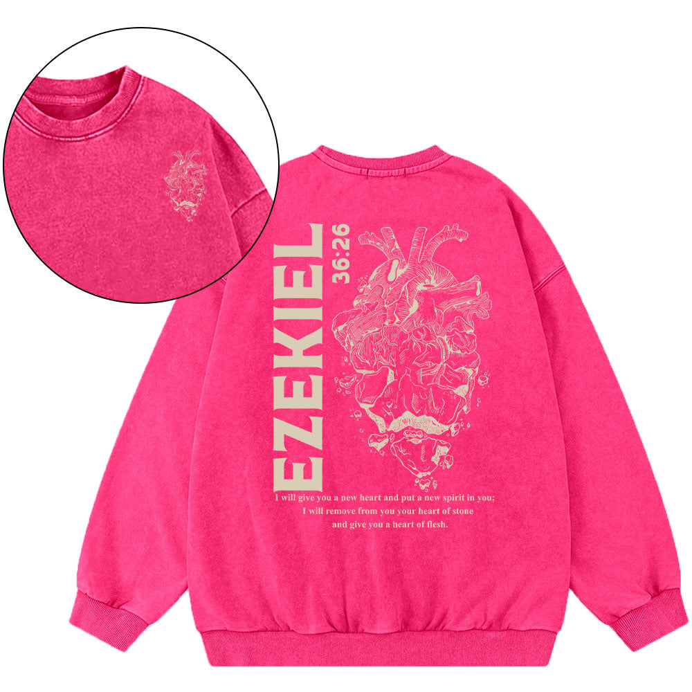 I Will Give You A New Heart Christian Washed Sweatshirt