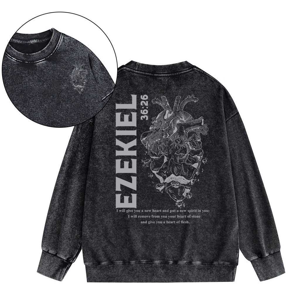 I Will Give You A New Heart Christian Washed Sweatshirt
