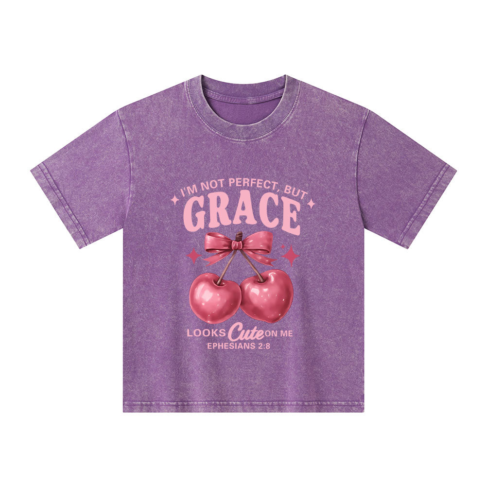 I'm Not Perfect But Grace Looks Cute On Me Kid Washed T-Shirt