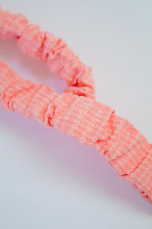 Coral Gingham Lanyard