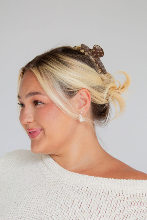 Cinnamon Polka Dot Claw Clip