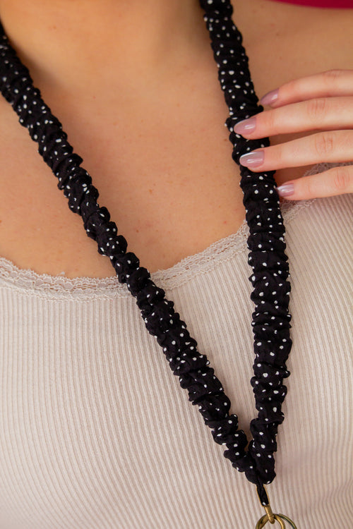 Black Polka Dot Lanyard
