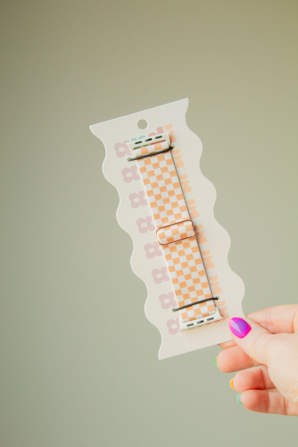 Tan Checkerboard Adjustable Elastic