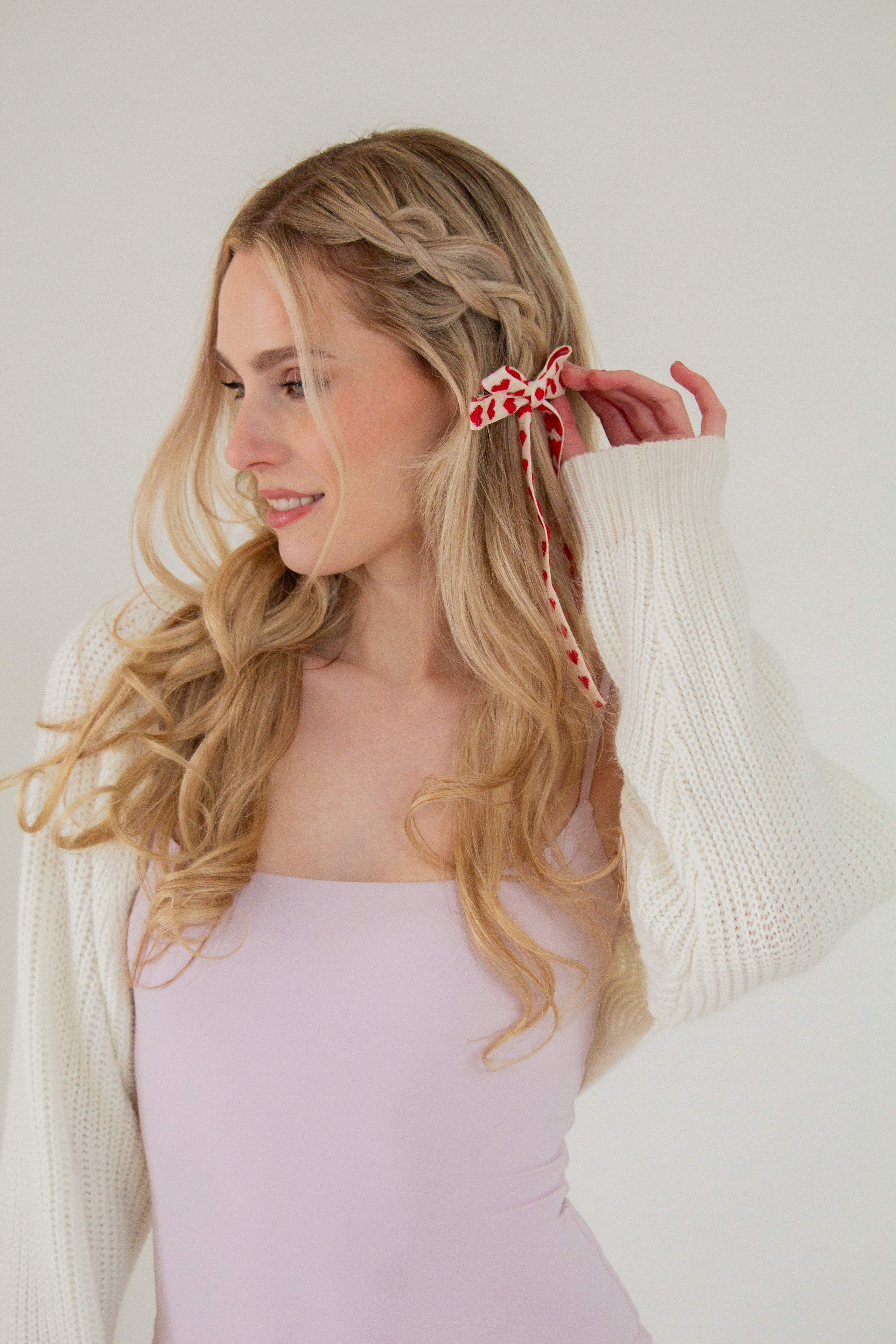 Knit Heart Bow Barrette