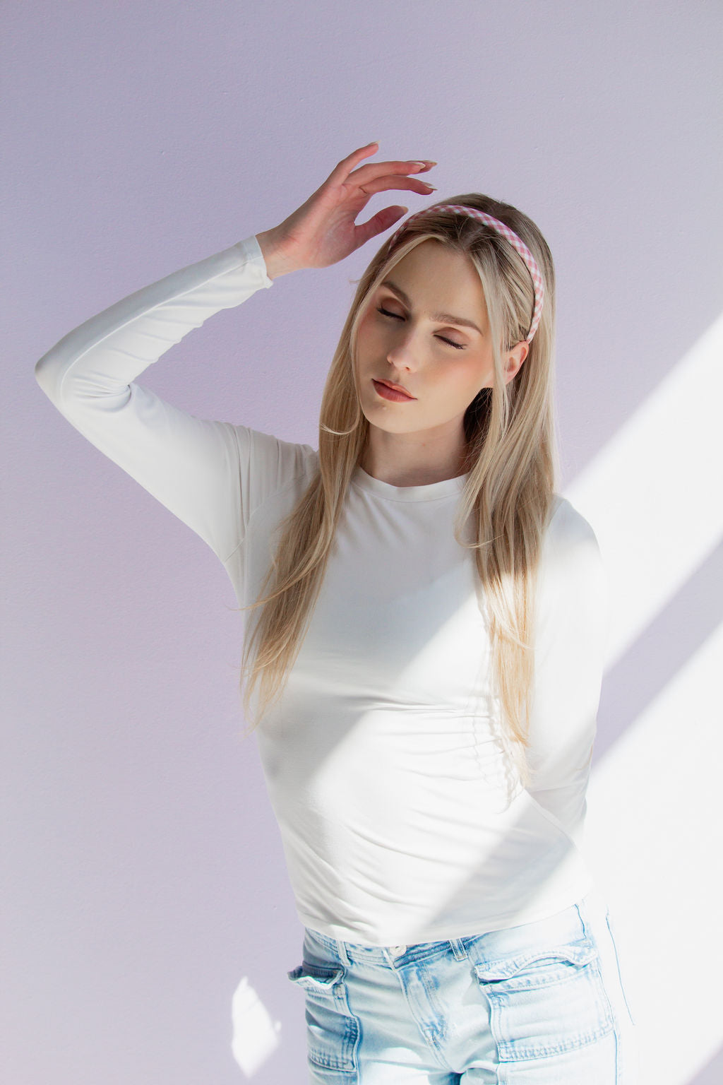 Mauve Checkered Headband