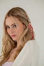 Knit Heart Bow Barrette