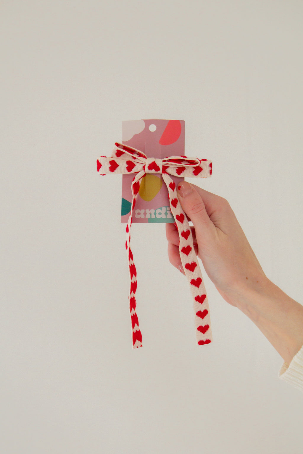 Knit Heart Bow Barrette