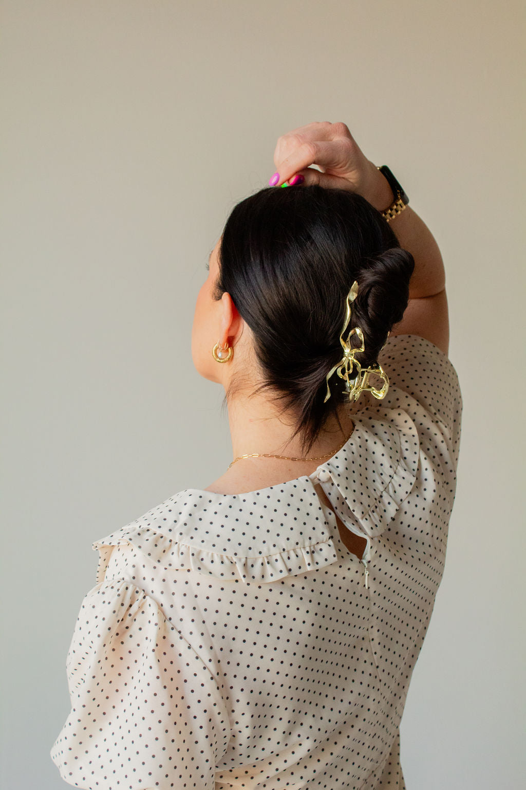 Gold Bow Squiggle Claw Clip