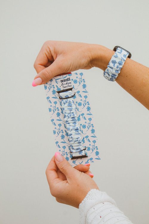 Blue Floral Scrunchie Watch Band