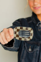 Checkered Circle Cutout Flat Claw Clip