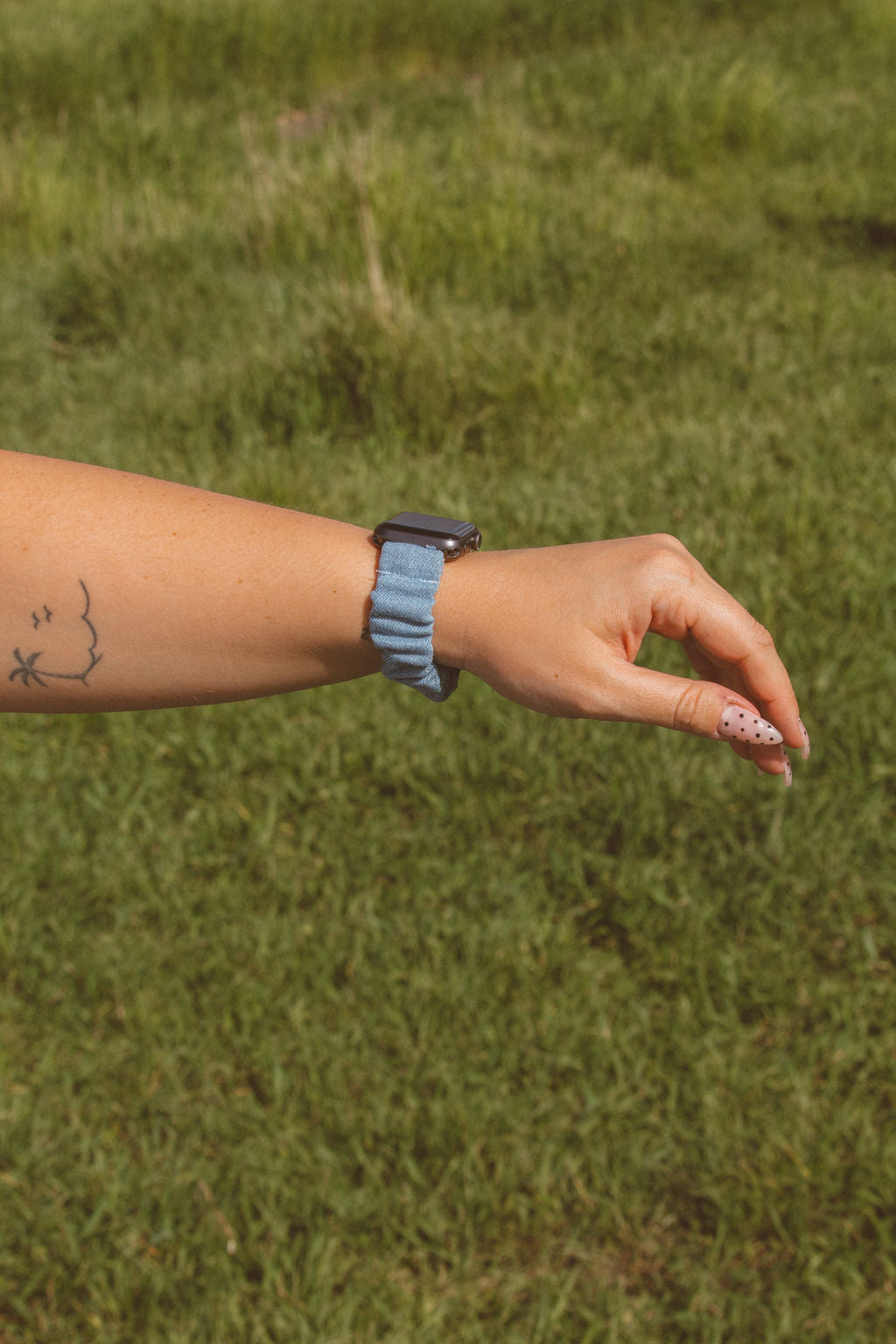 Baby Blue Jean Scrunchie Watch Band