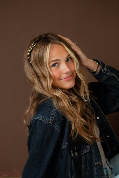 Chained Gold & Black Headband