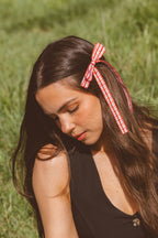 Red Gingham Bow Clip