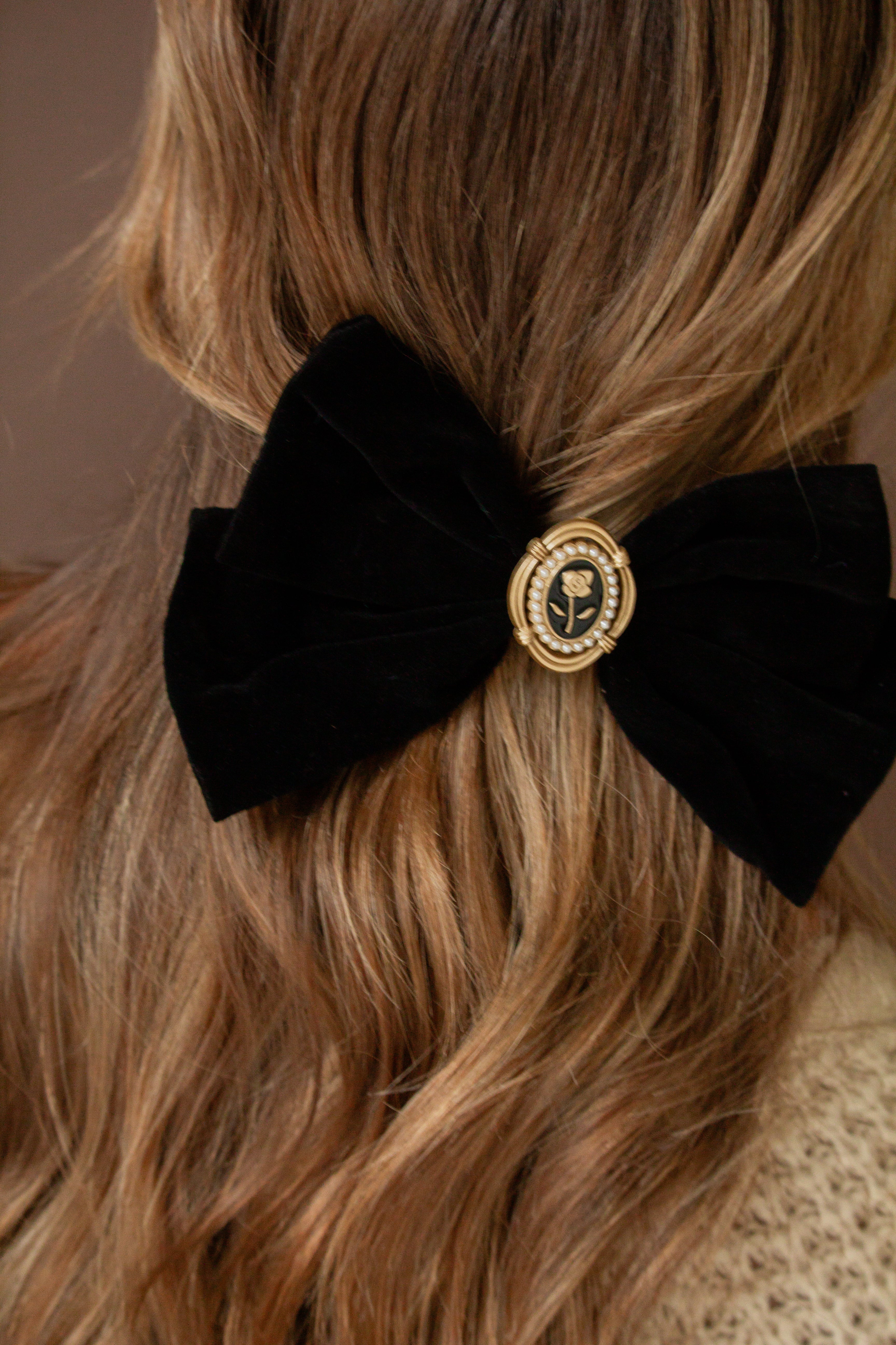 Rose Pendant Bow Barrette