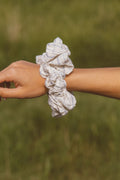 Creamy Blue Grid Jumbo Scrunchie