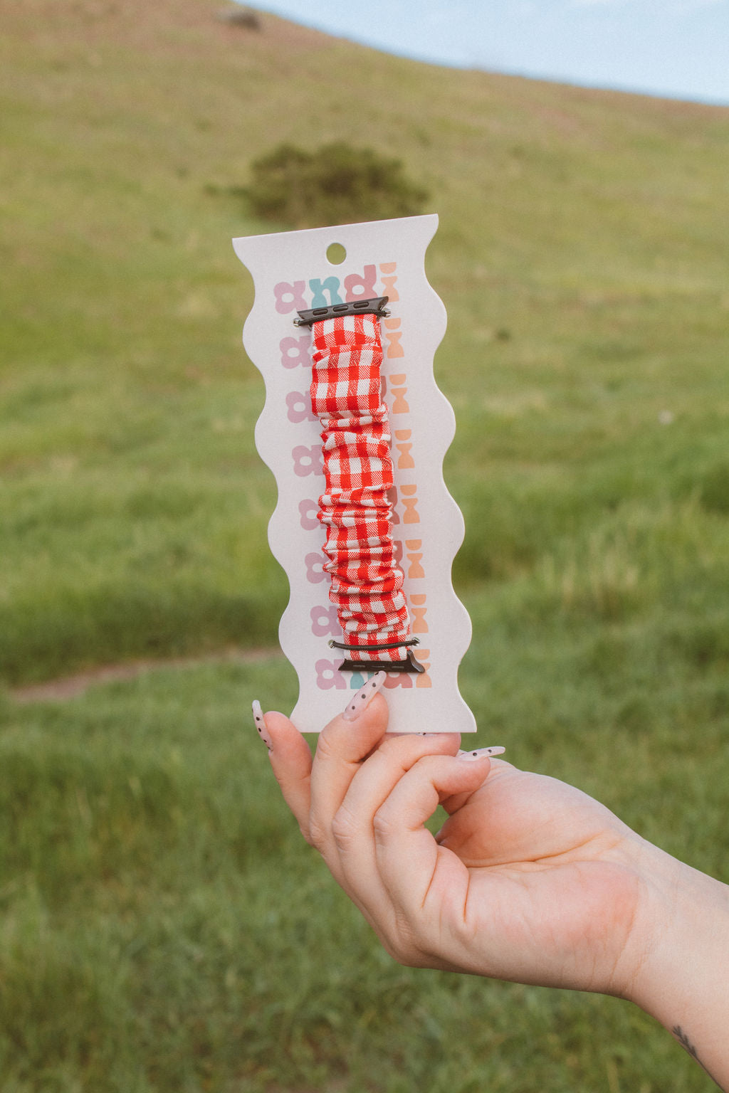 Red Checkered Scrunchie Watch Band
