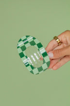 Checkered Circle Cutout Flat Claw Clip