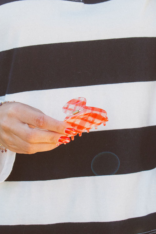 Cardinal Gingham Claw Clip
