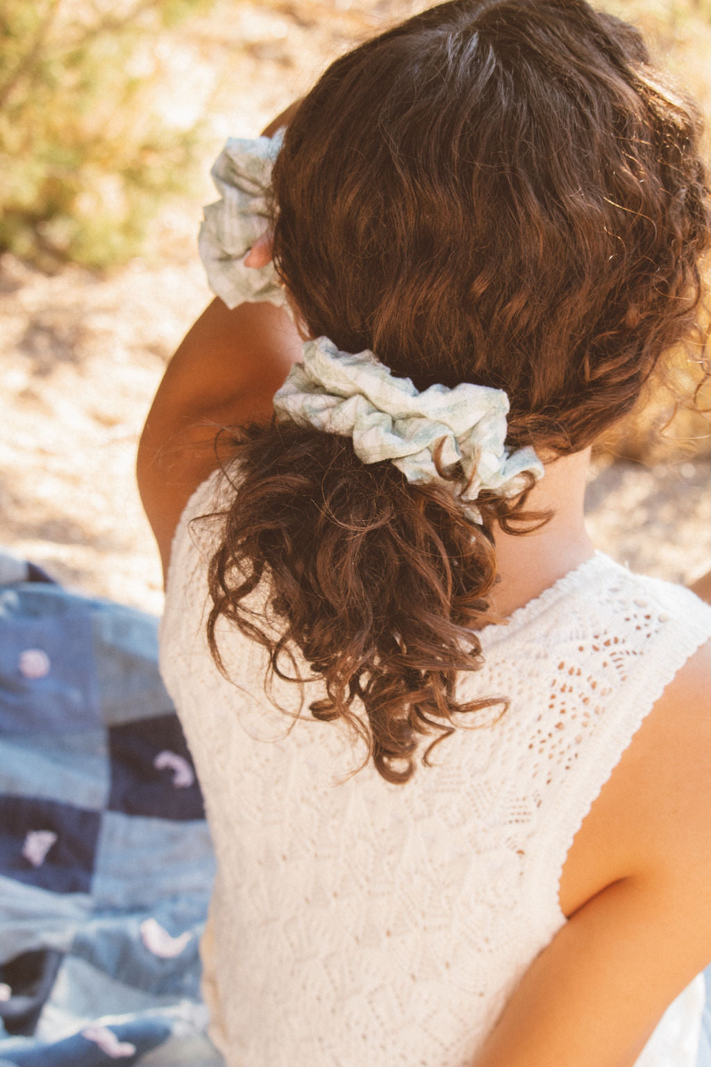 Sage Gingham Jumbo Scrunchie