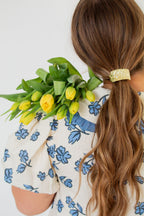 Gold Ruffled Bar Ponytail Cuff