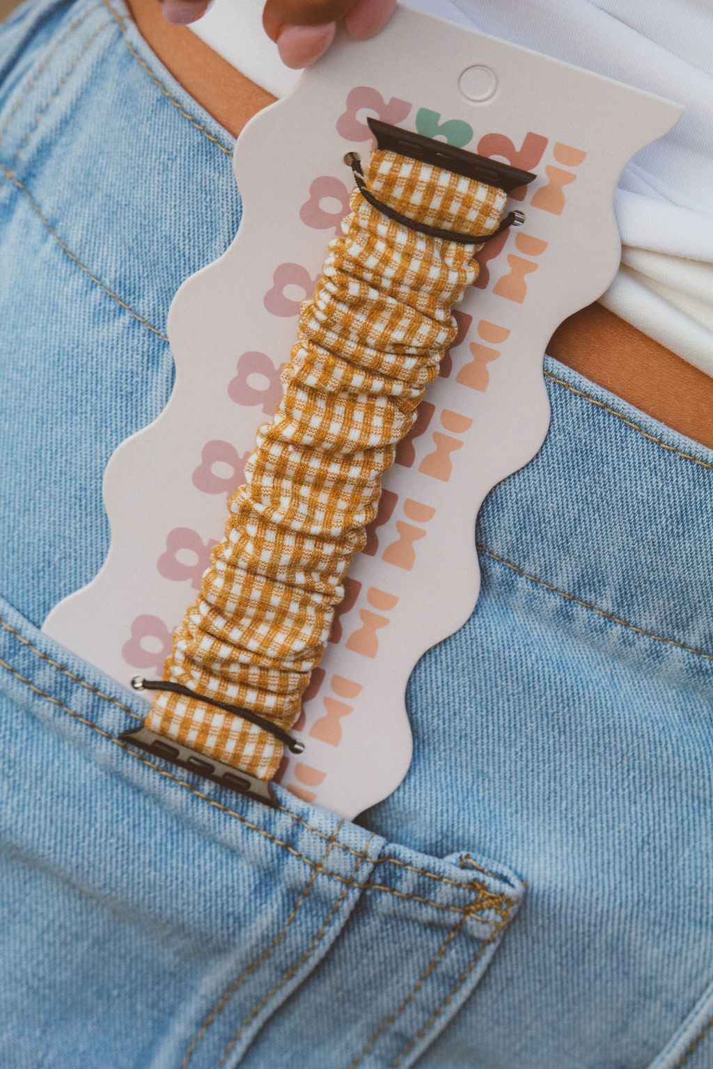Mustard Gingham Watch Band