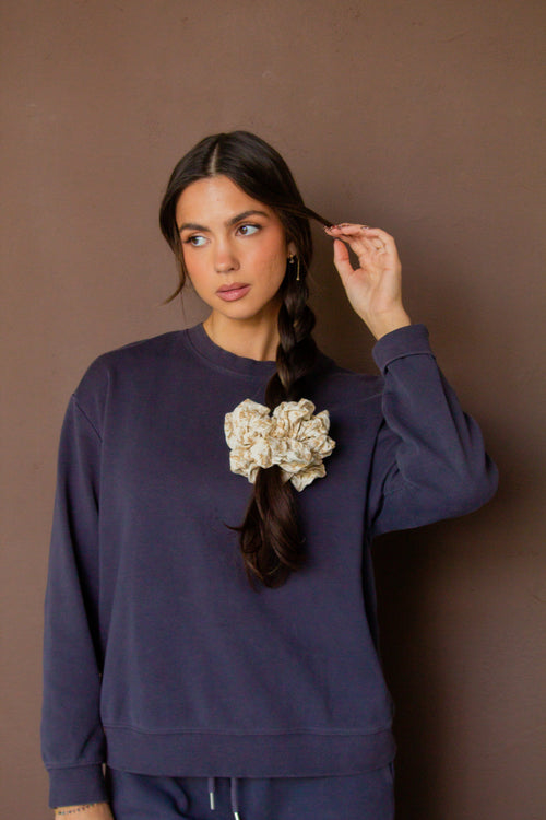 Creamy Floral Jumbo Scrunchie