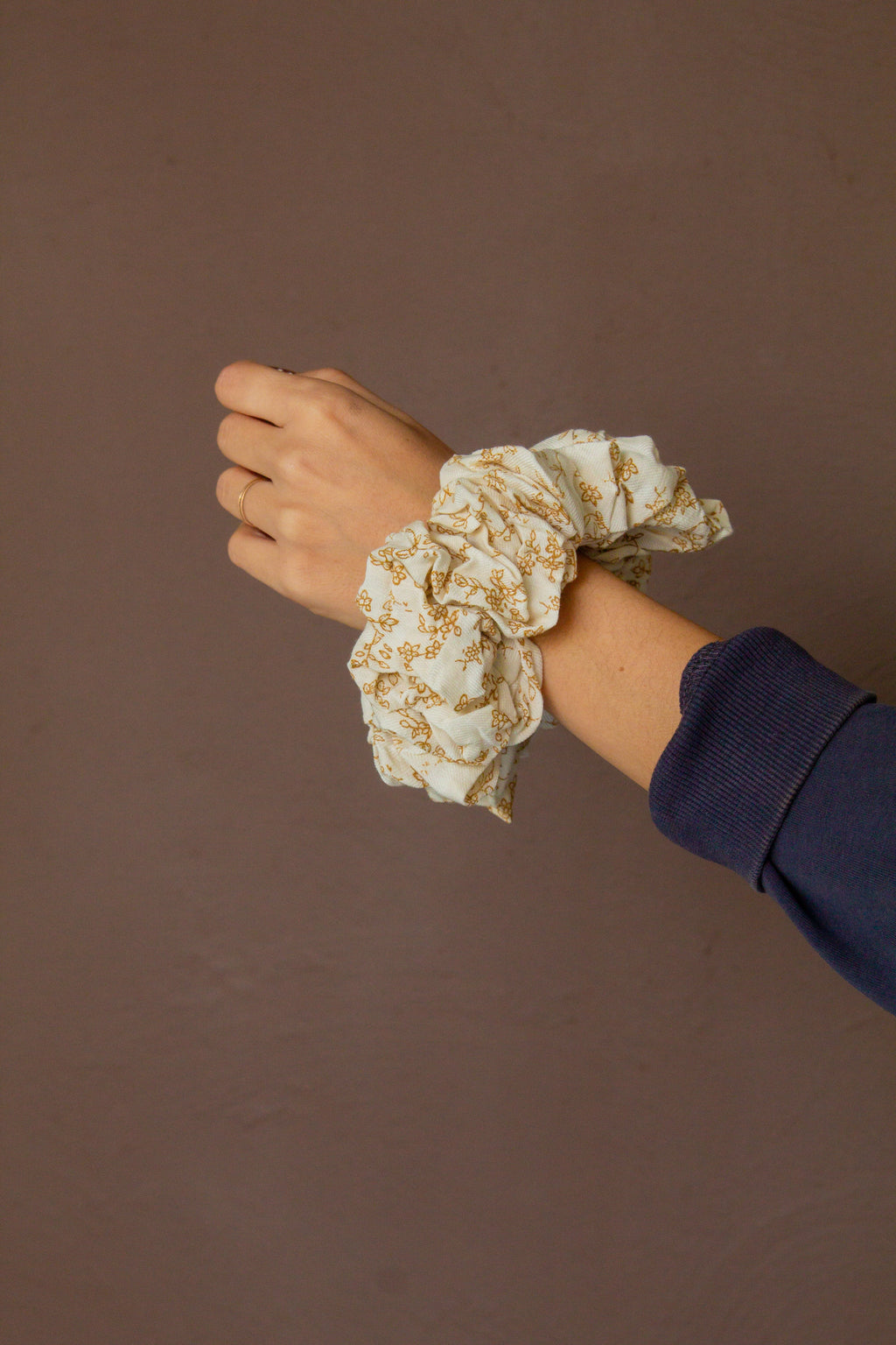Creamy Floral Jumbo Scrunchie