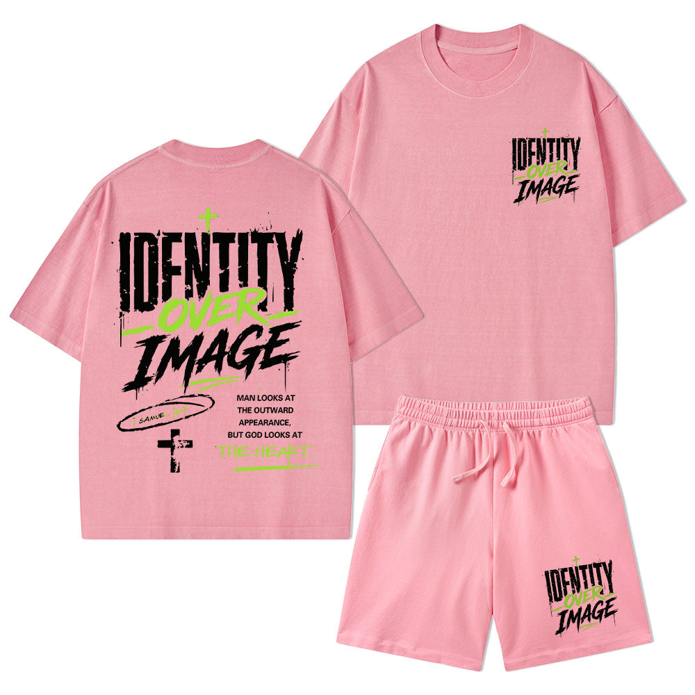 Identity Over Image Christian Washed T-Shirt & Shorts