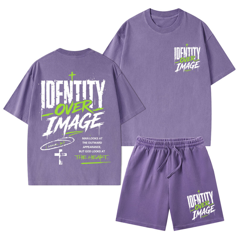 Identity Over Image Christian Washed T-Shirt & Shorts