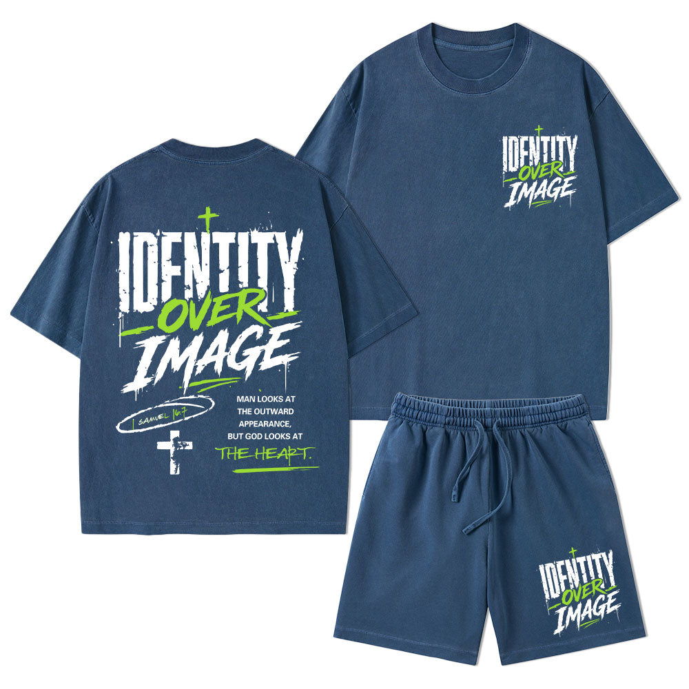 Identity Over Image Christian Washed T-Shirt & Shorts