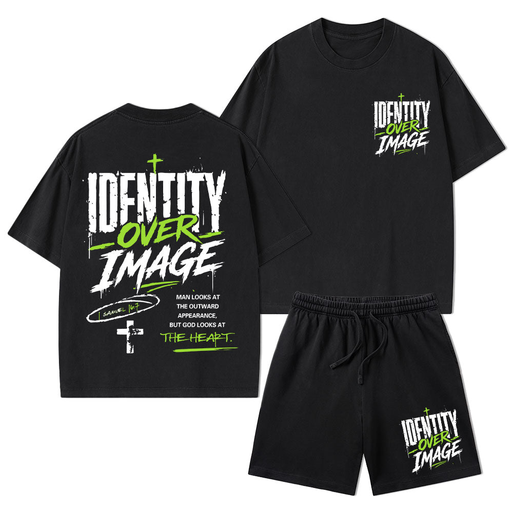Identity Over Image Christian Washed T-Shirt & Shorts