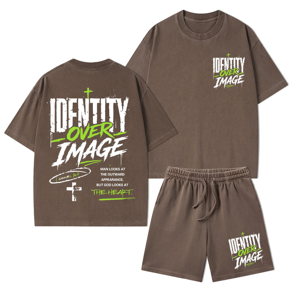 Identity Over Image Christian Washed T-Shirt & Shorts