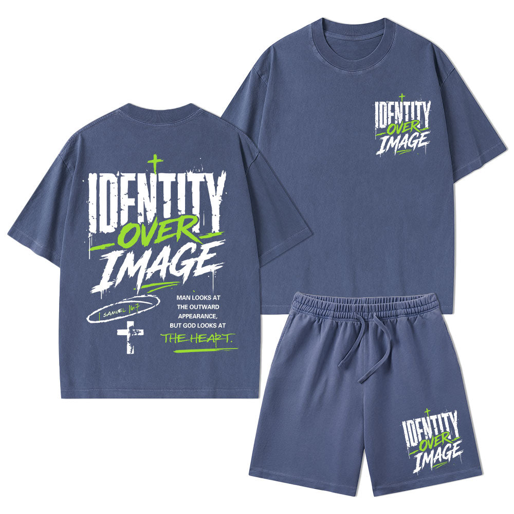 Identity Over Image Christian Washed T-Shirt & Shorts
