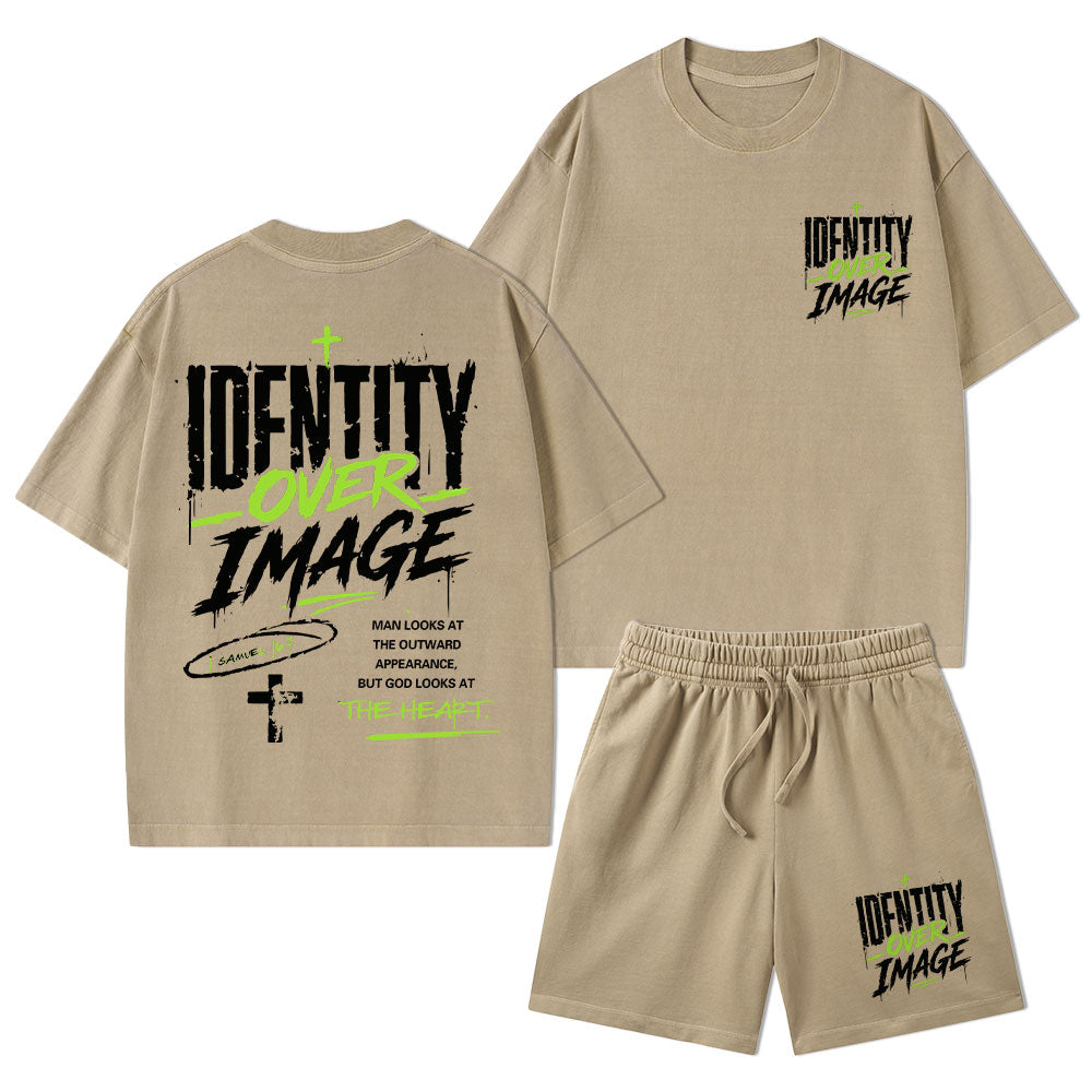 Identity Over Image Christian Washed T-Shirt & Shorts