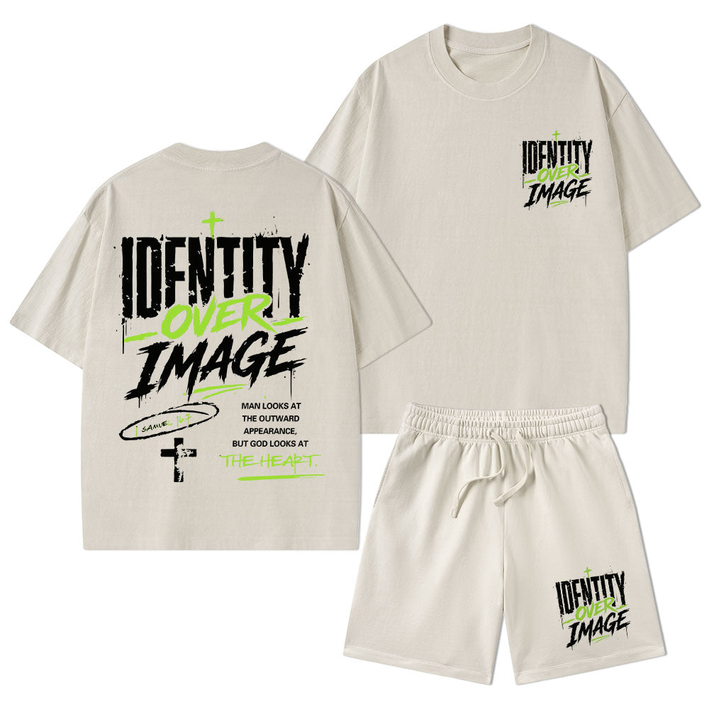 Identity Over Image Christian Washed T-Shirt & Shorts