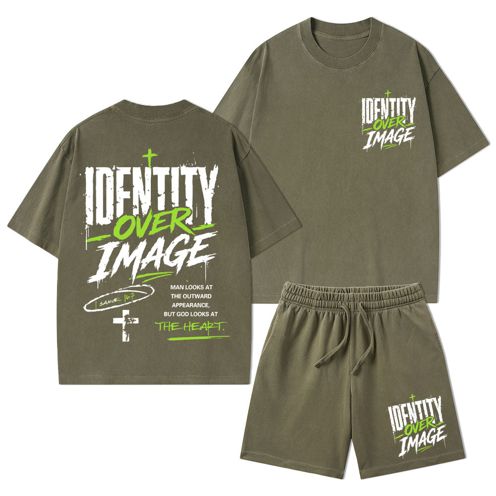Identity Over Image Christian Washed T-Shirt & Shorts