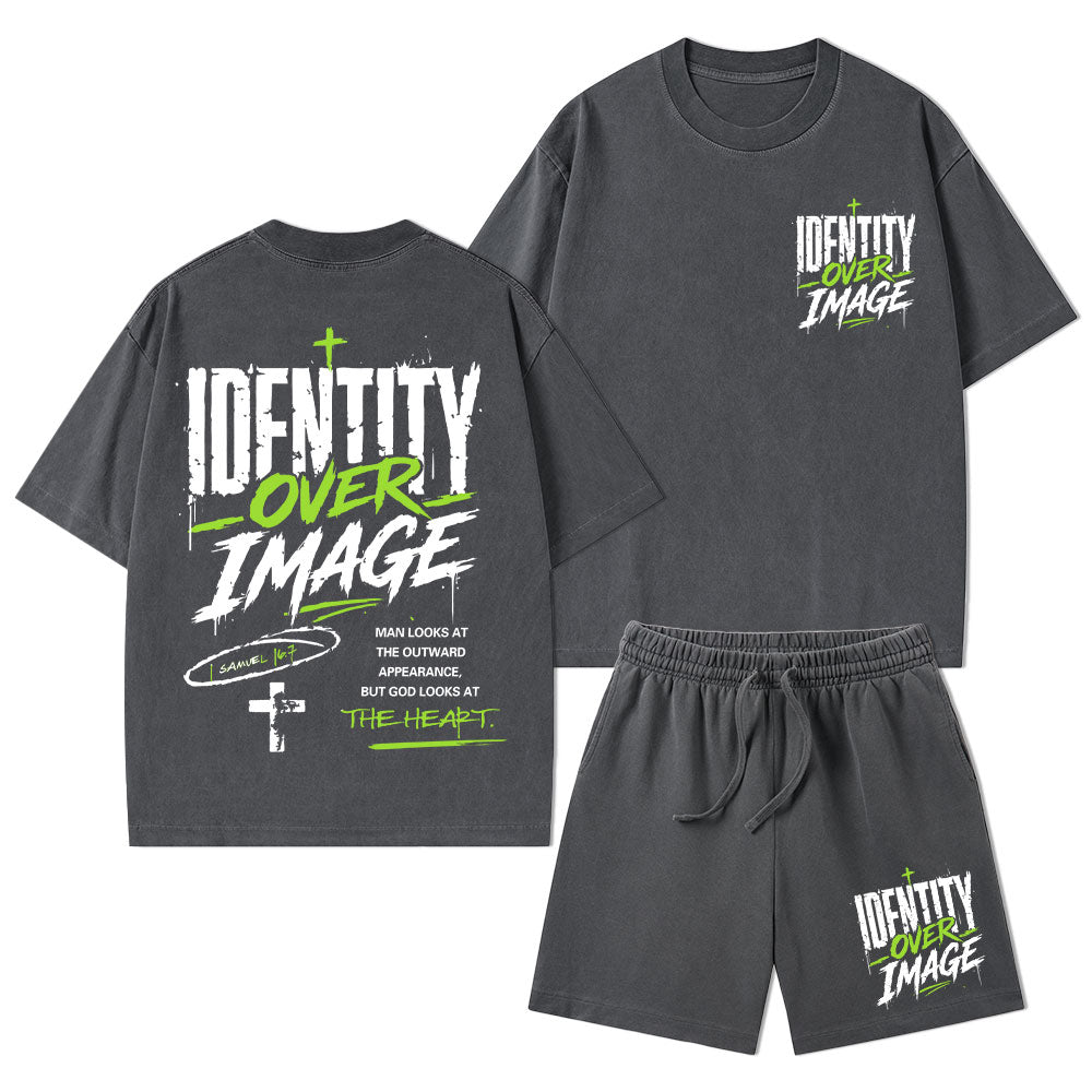 Identity Over Image Christian Washed T-Shirt & Shorts
