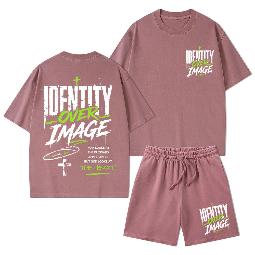 Identity Over Image Christian Washed T-Shirt & Shorts