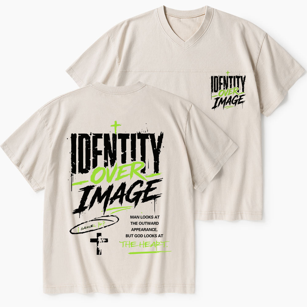 Identity Over Image Christian Washed V-Neck T-Shirt