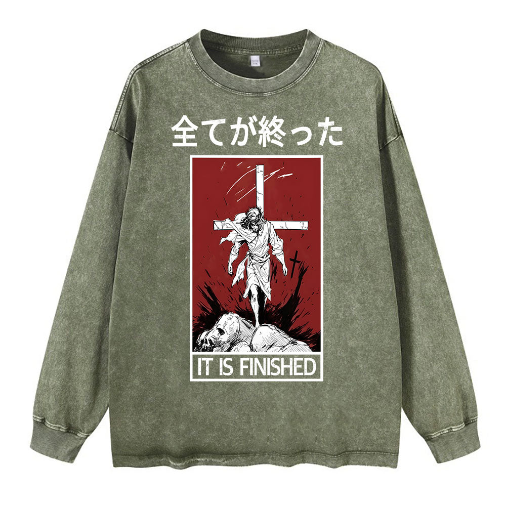 It Is Finished Washed Long Sleeve T-Shirt