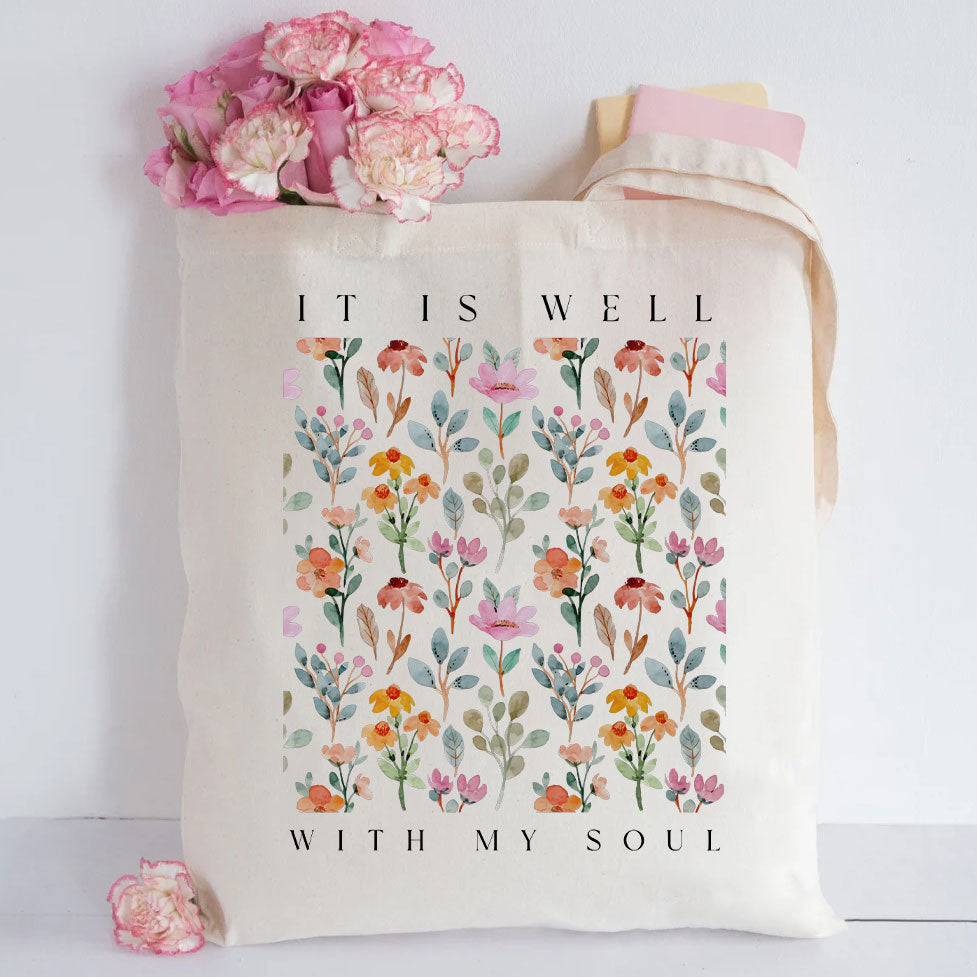 It Is Well With My Soul Christian Canvas Tote Bag